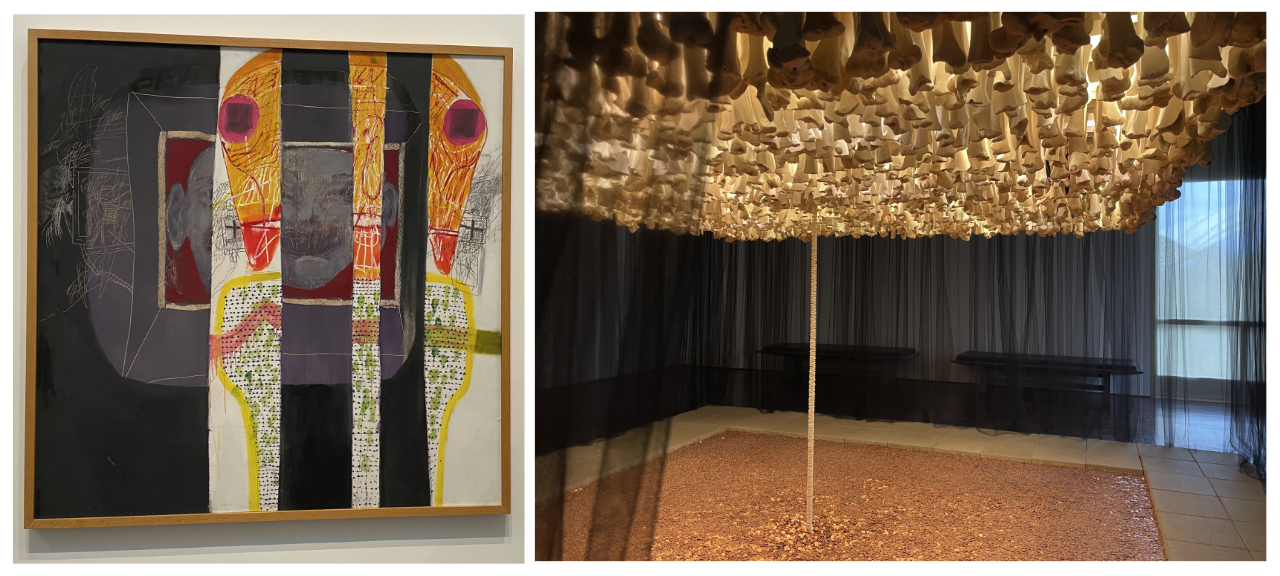 Left to right: "Vivir: a saltos [To Live: By Leaps and Bounds]" by Rómulo Macció and "Missāo/Missōes [Mission/Missions] (How to Build Cathedrals)" by Cildo Meireles